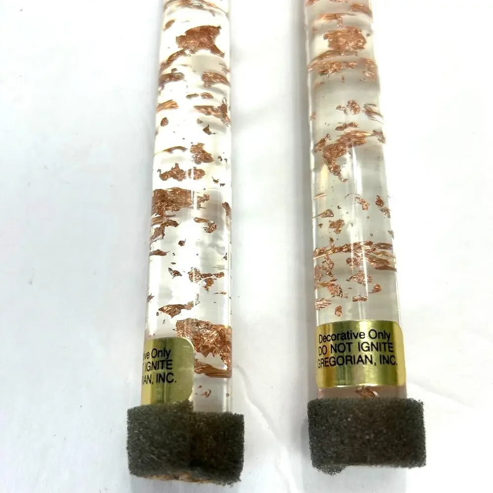 Vintage‎ Gregorian Inc. MCM Copper Flake Lucite Candles Set of 2